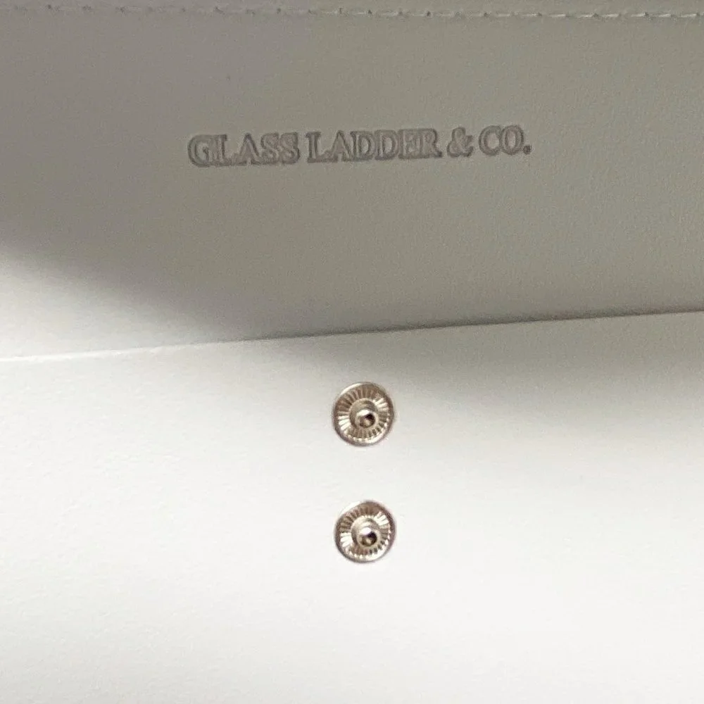 GLASS LADDER & CO Megan Portfolio Clutch Tech Organizer Light Gray Vegan Leather